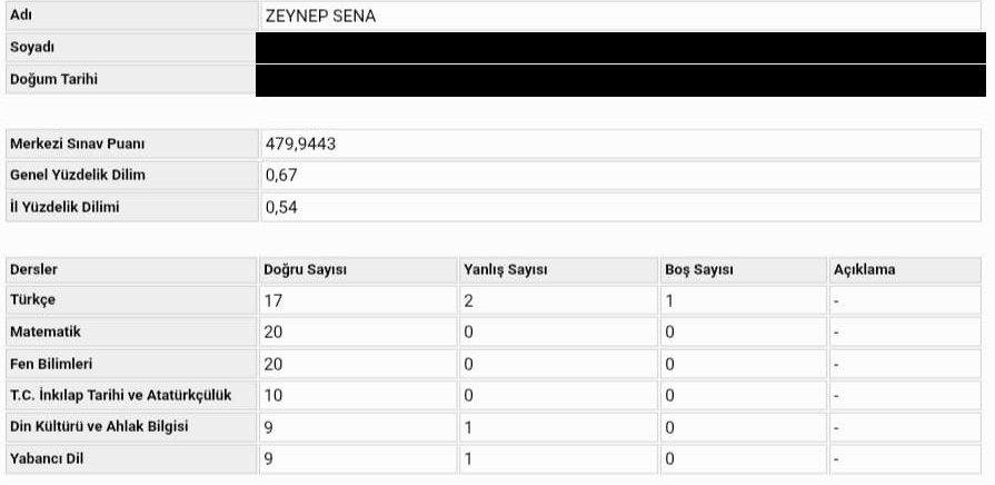 MEB 2026 LGS sonuç belgesi