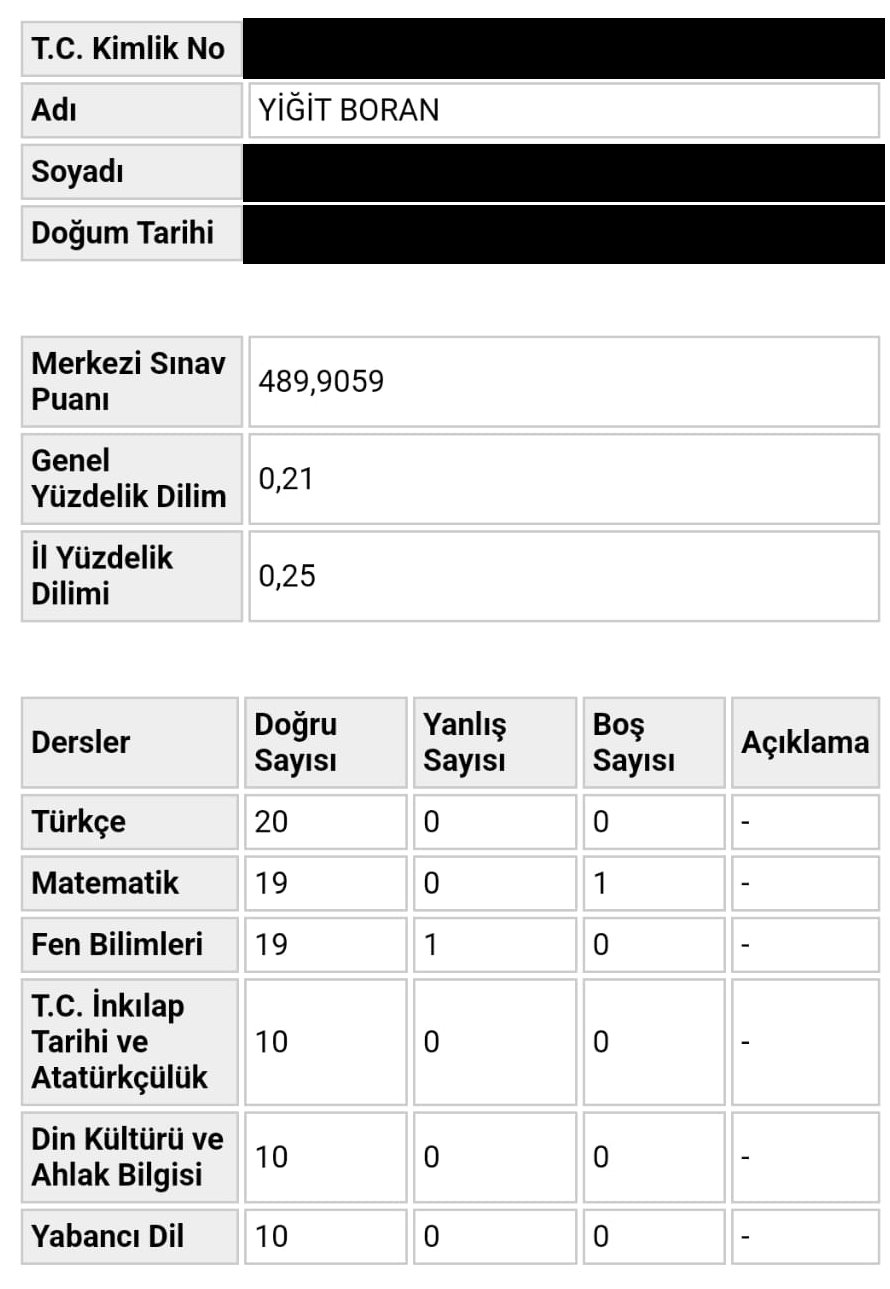 MEB 2026 LGS sonuç belgesi
